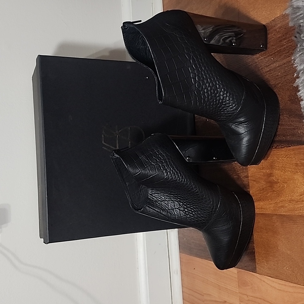 Black leather boots